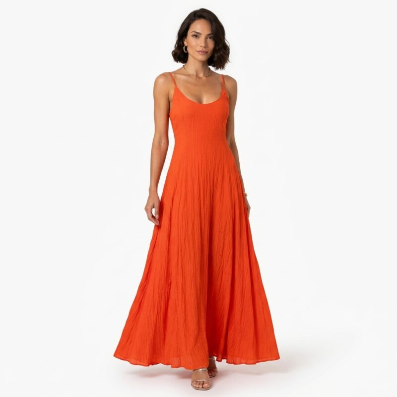 Vestido Feminino Longo de Verão com Alças Finas 6 Cores Disponiveis