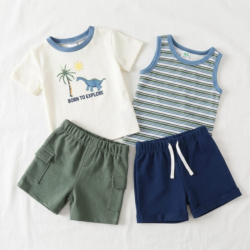 Kit Infantil Menino com Regata e 2 Shorts Payifang