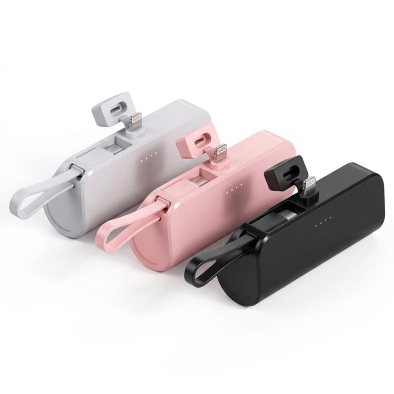 Power Bank 10000mAh Com Carregamento Sem Fio e Cabo Integrado